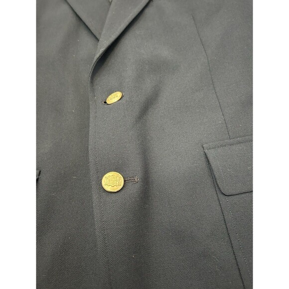 Men’s Suit Jacket Blazer Sport Coat Navy Gold Button size 46 Preppy - Picture 4 of 8